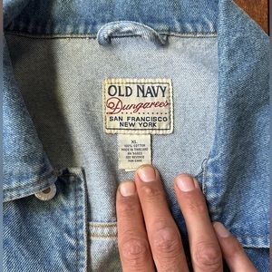 Vintage Old Navy dungarees graphic denim jacket